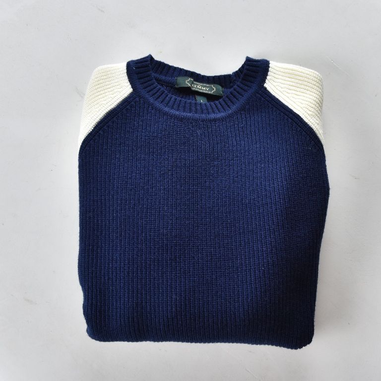 AL sần- dày, cổ tròn xanh tt- tay trắng- 6901 sz M