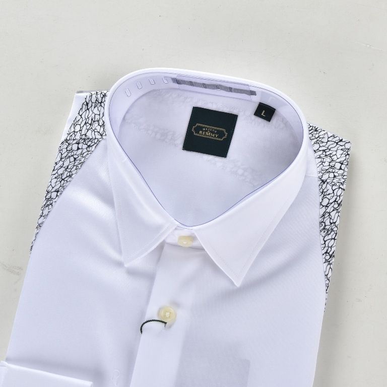 SM trắng đáp vải vai đen ht chỉ rối, phối đai KL chéo ngực