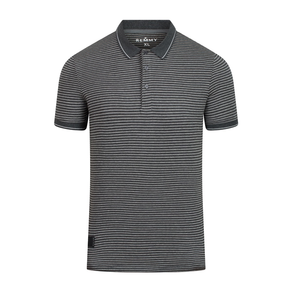 AF polo kẻ ngang ghi- trắng- 6633