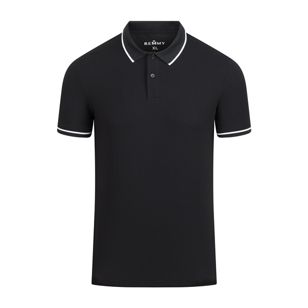 AF polo đen cổ+ ống tay kẻ trắng- 6638
