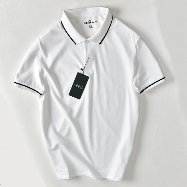 AF polo trắng cổ+ ống tay kẻ đen- 6638