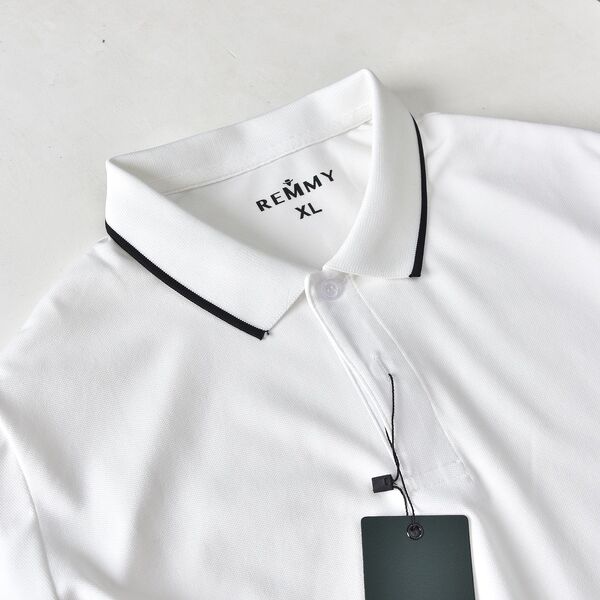 AF polo trắng cổ+ ống tay kẻ đen- 6638