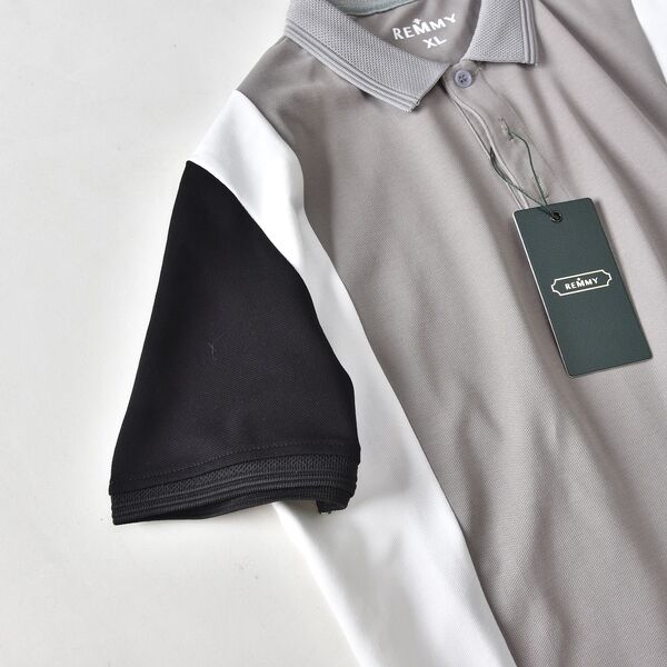 AF polo thân phối ghi- trắng- tay đen- 6625