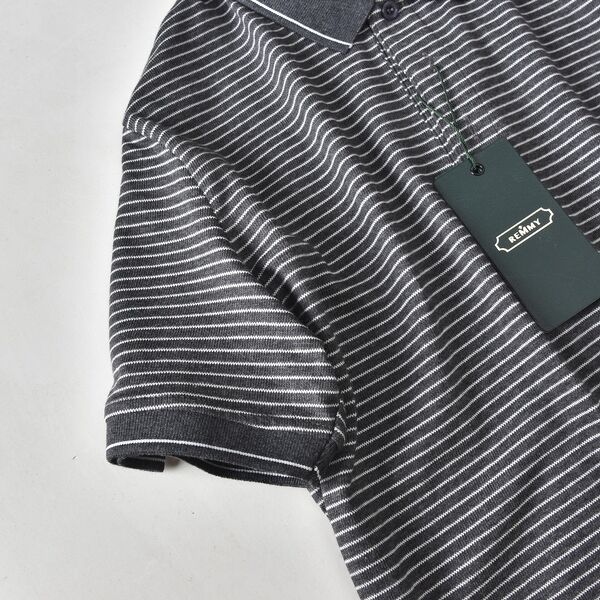AF polo kẻ ngang ghi- trắng- 6633