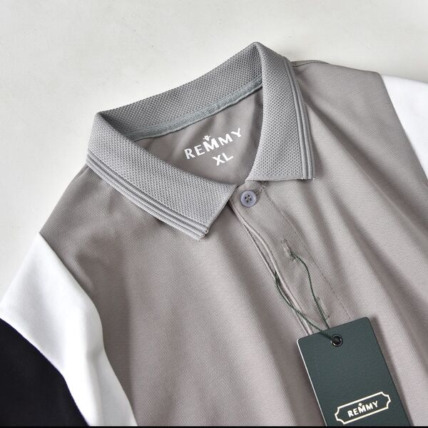 AF polo thân phối ghi- trắng- tay đen- 6625