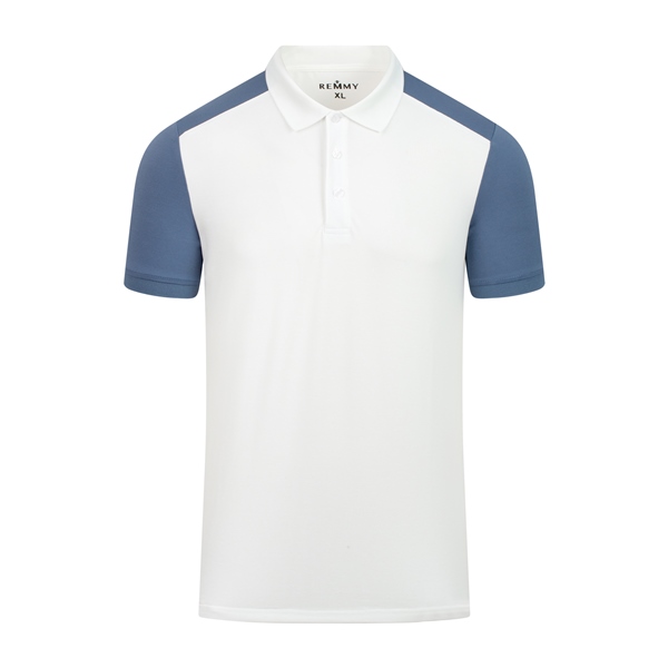 AF polo trắng, vai+ cánh tay xanh co ban nhạt #6619