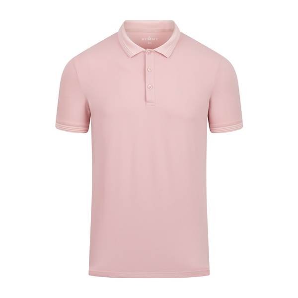 AF polo hồng phấn, kẻ sần cổ+ ống tay #6601