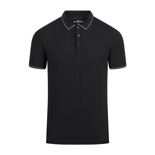 AF polo đen, kẻ đột chỉ trắng cổ- ống tay #6621