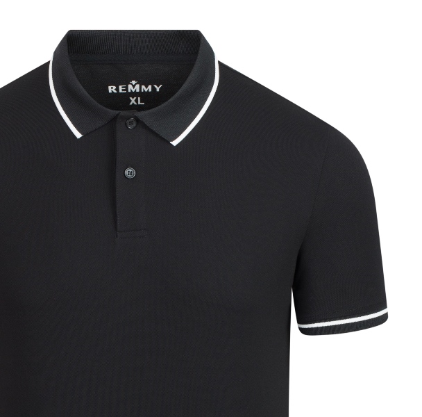 AF polo đen cổ+ ống tay kẻ trắng- 6638