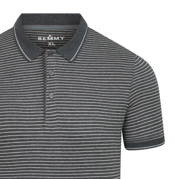 AF polo kẻ ngang ghi- trắng- 6633