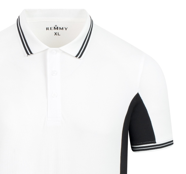 AF polo thân trắng- sườn đen, kẻ cổ ống tay đen- trắng #6609
