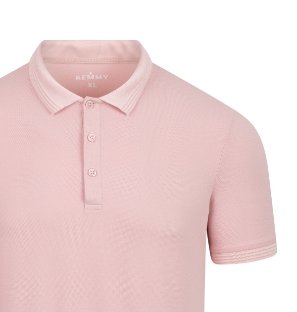 AF polo hồng phấn, kẻ sần cổ+ ống tay #6601