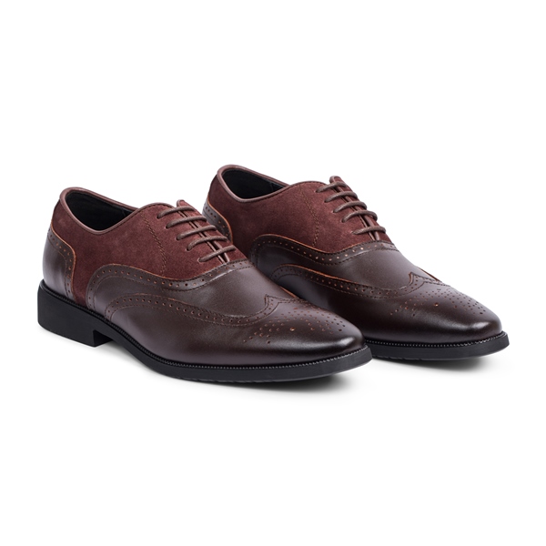 Giầy buộc dây nâu, đục lỗ cánh én, phối da lộn nâu sz 39