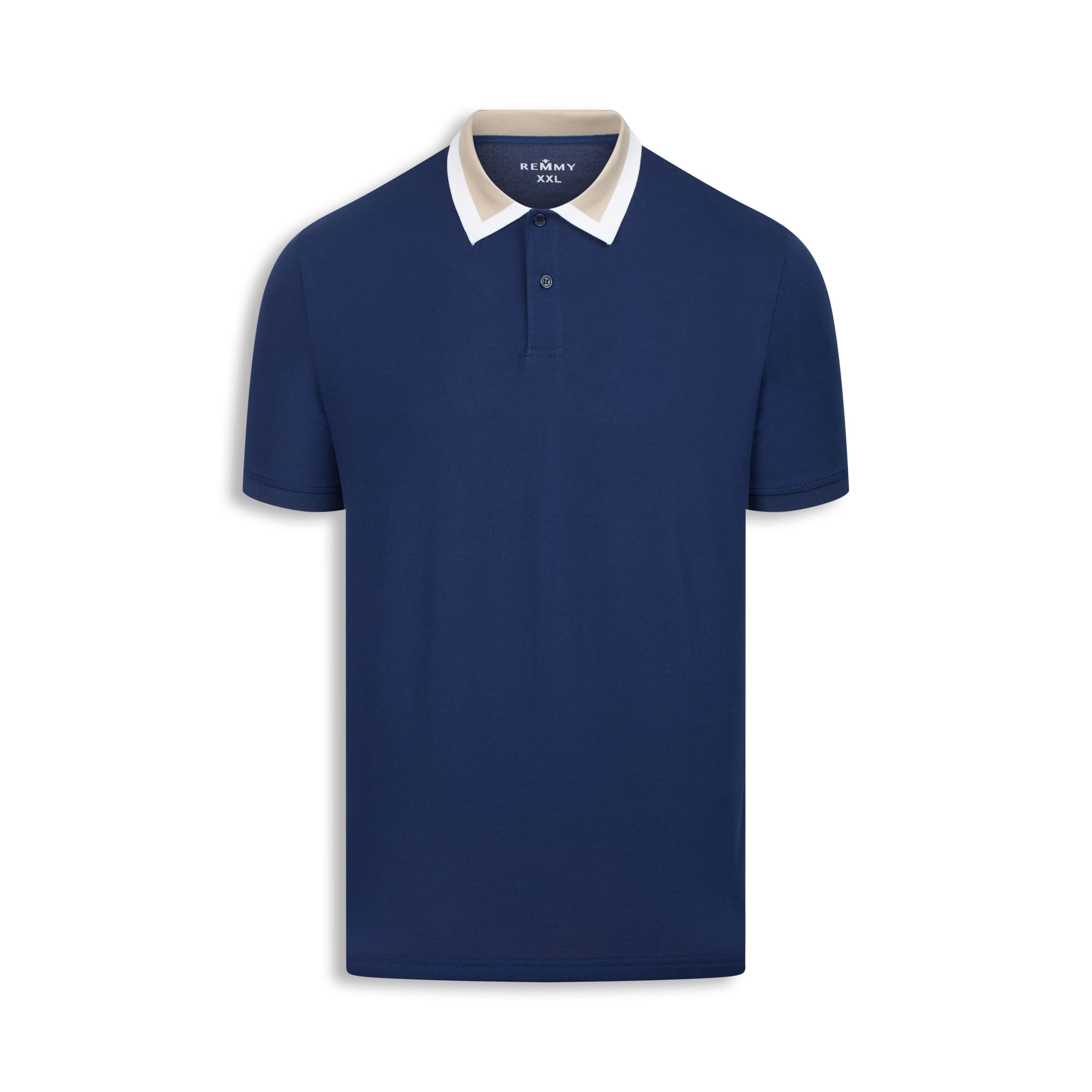 AF polo xanh tt, cổ nửa be-nửa trắng #2202
