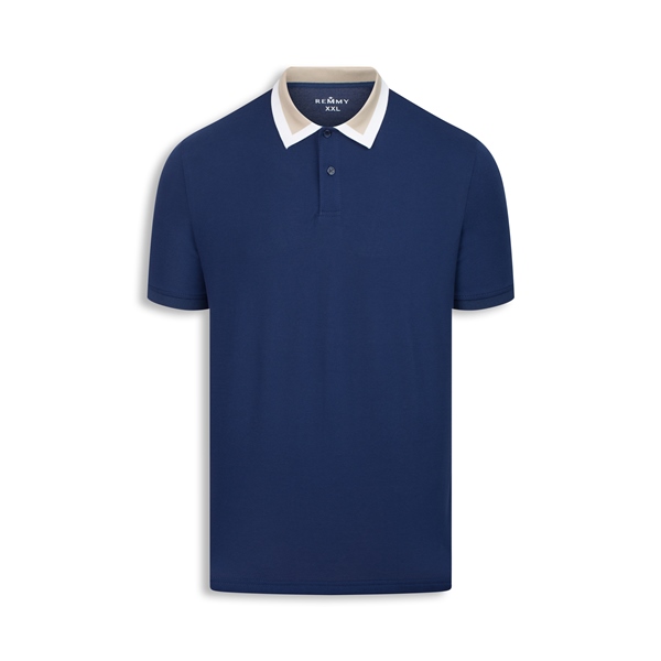 AF polo xanh tt, cổ nửa be-nửa trắng #2202