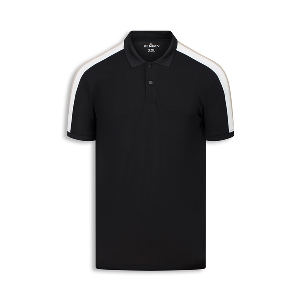 AF polo đen, dọc trắng- be #2205