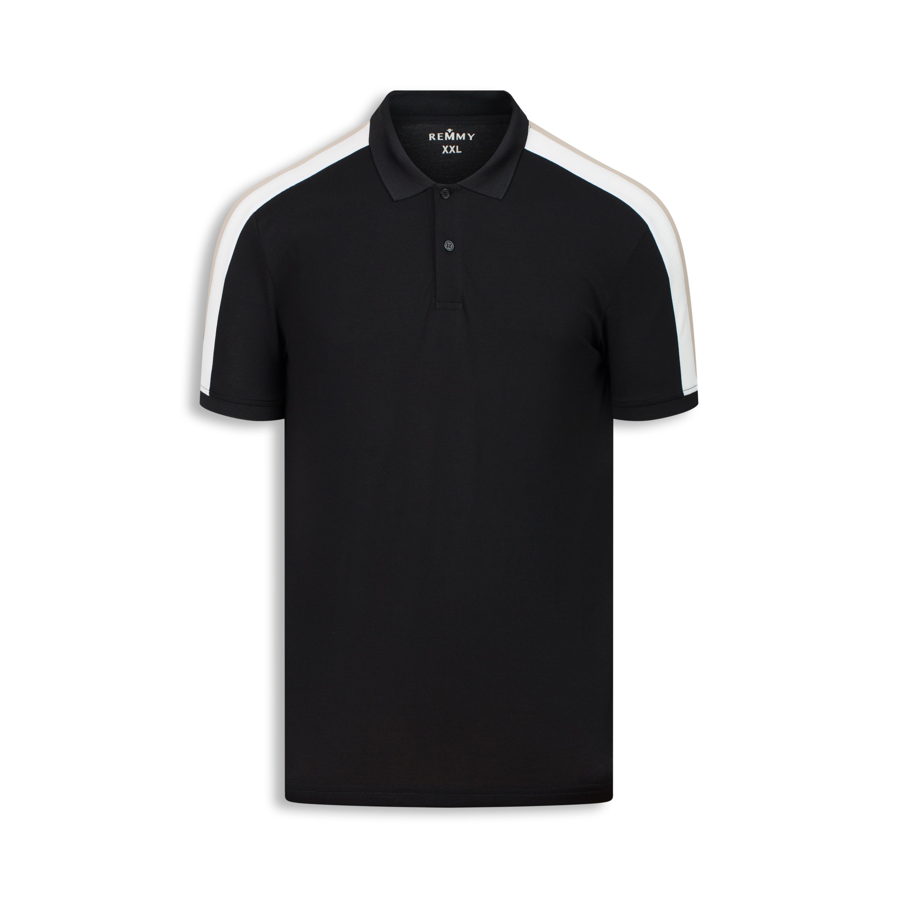 AF polo đen, dọc trắng- be #2205
