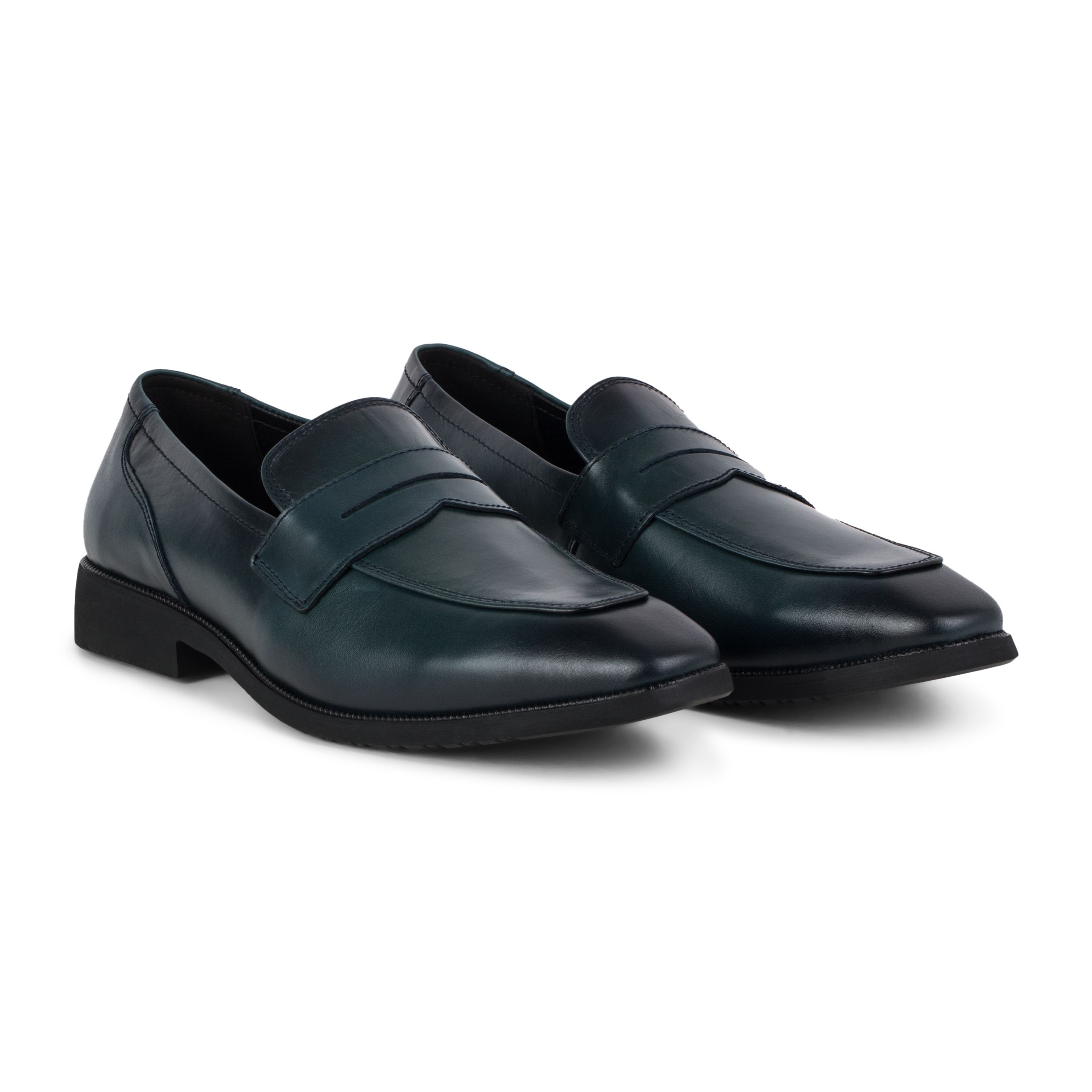 Giầy lười xanh, lá đề gập đai V sz 41