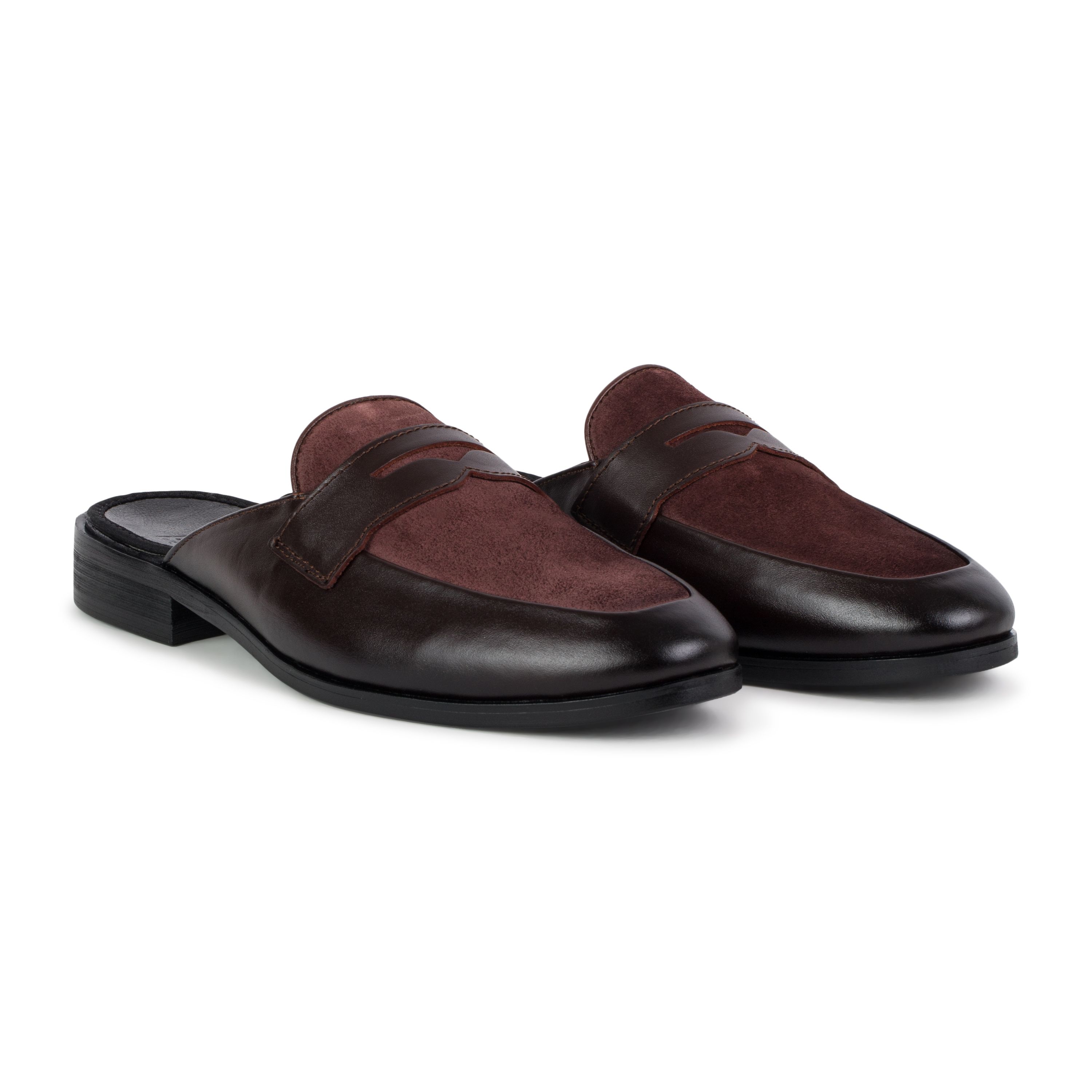 Giầy sục nâu đai khoét, lá đề đáp da lộn sz 39
