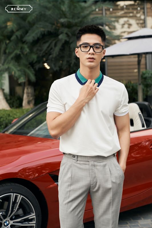 AF polo trắng, cổ nửa xanh tt- nửa xanh ngọc #2202
