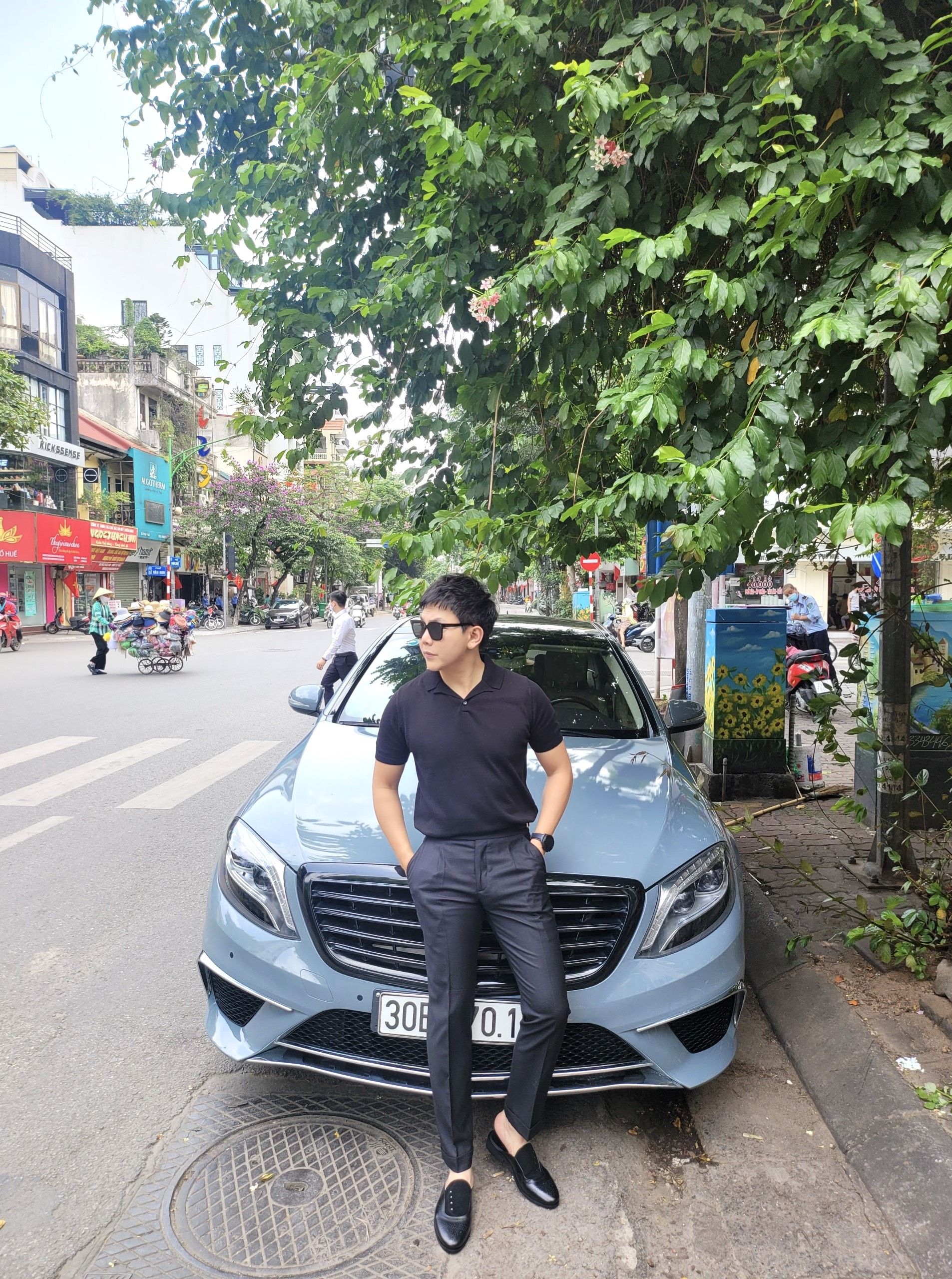 AF chất len màu đen trơn- #2207