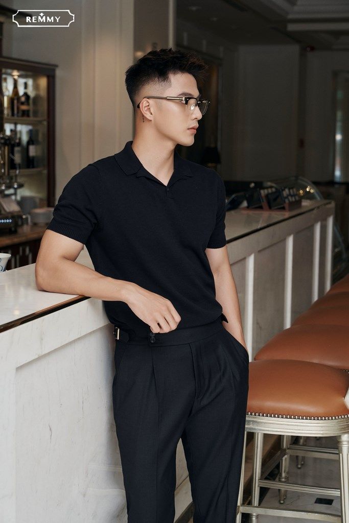 AF chất len màu đen trơn- #2207