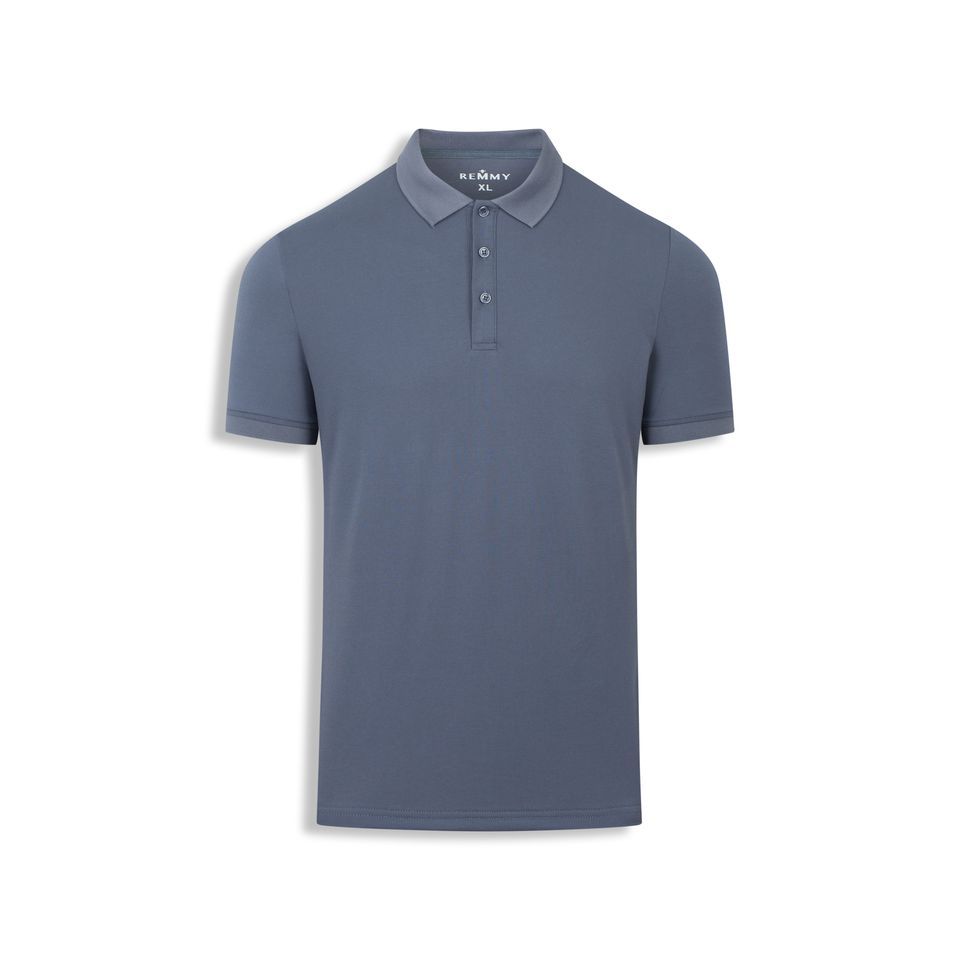 AF polo màu xanh đá đậm, kẻ trắng bên sườn- #2212
