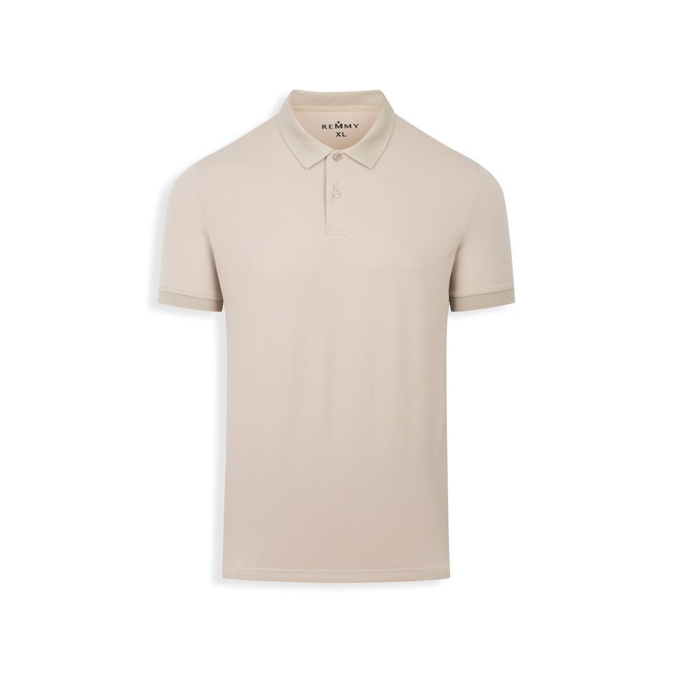 AF polo màu be, cổ+ ống tay sẫm màu- #2211