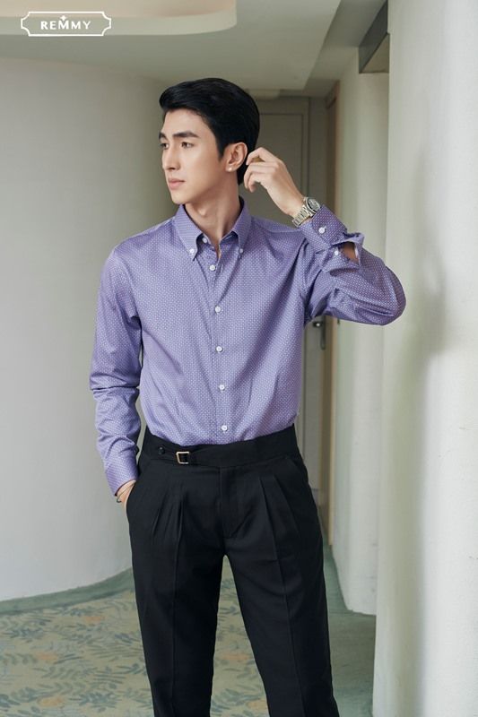 SM tím họa tiết hoa hồng nhị trắng
