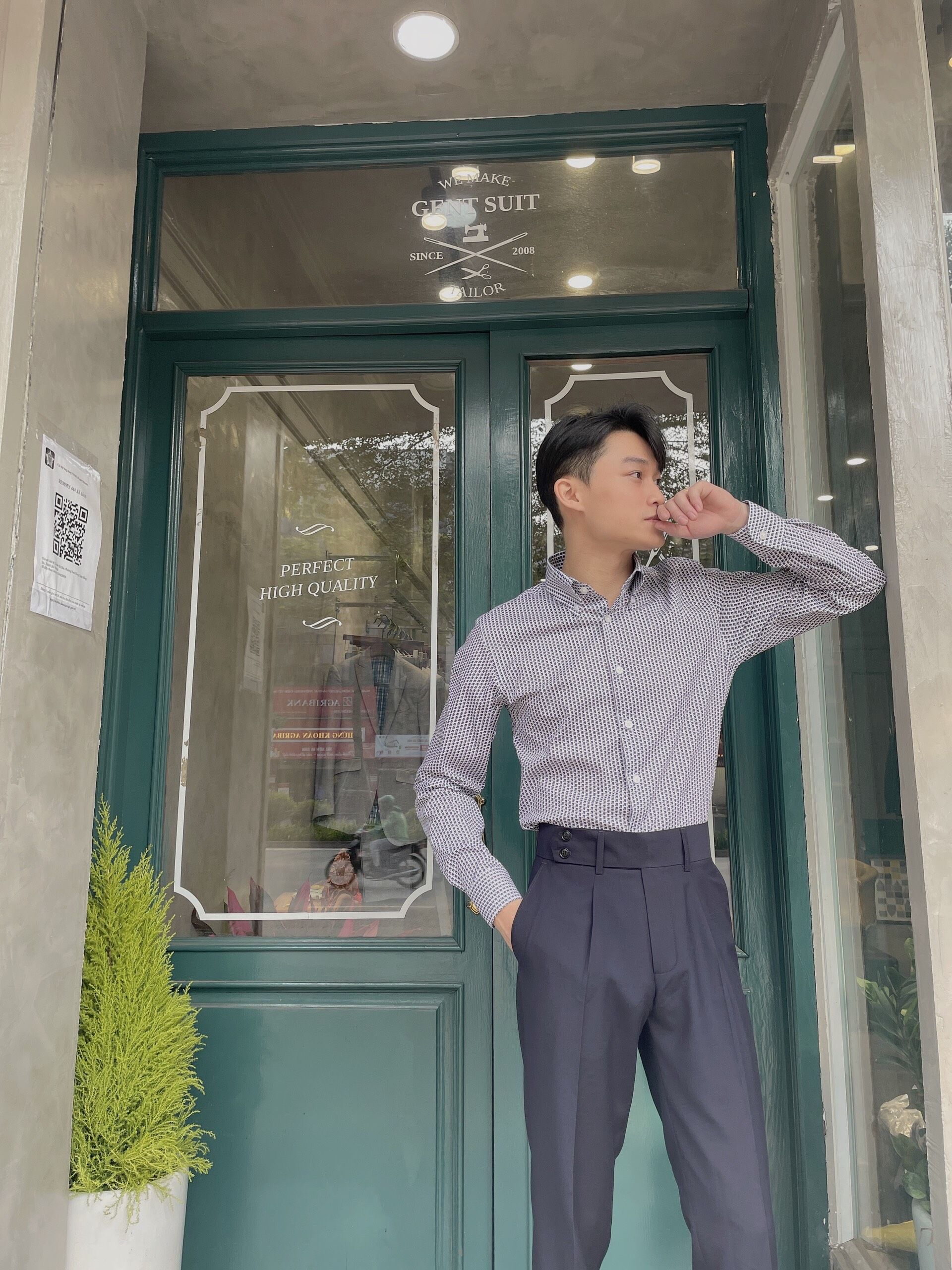 SM họa tiết - ô vuông tím than+đỏ đô