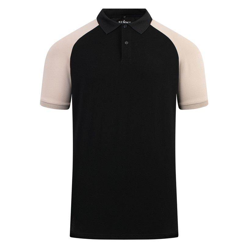 AF polo đen- cánh tay màu be #6651