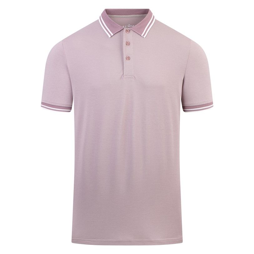 AF polo tím nhạt, cổ + cổ tay 2 viền trắng #6629