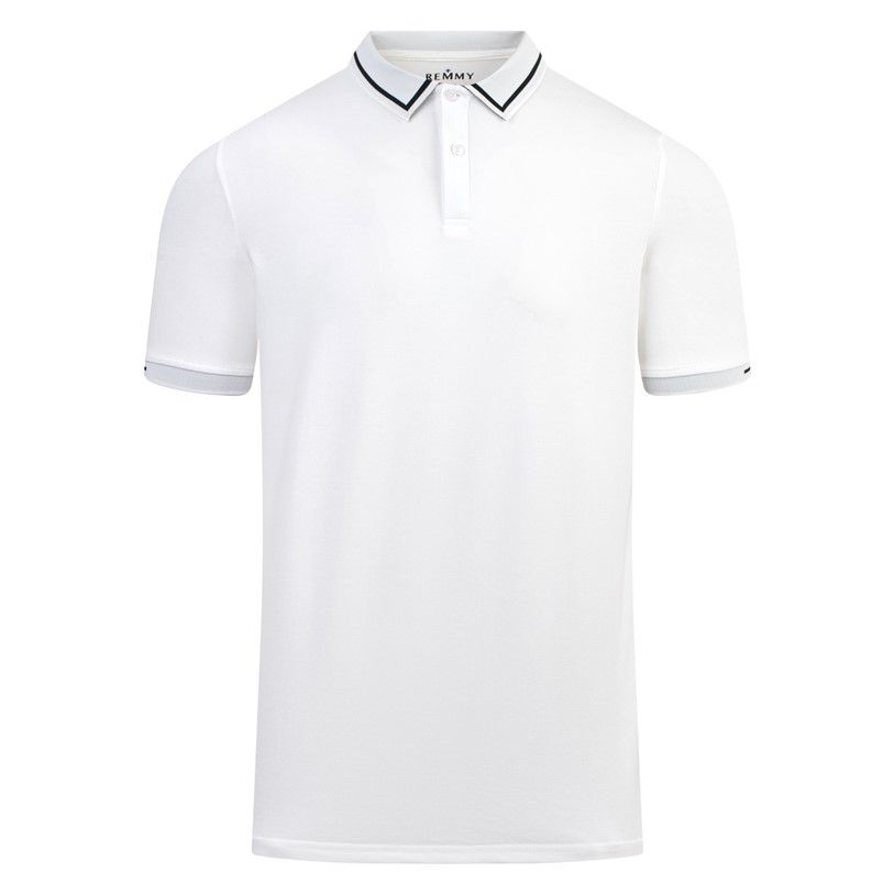 AF polo trắng, cổ viền đen- cổ tay 2 vạch đen #6656