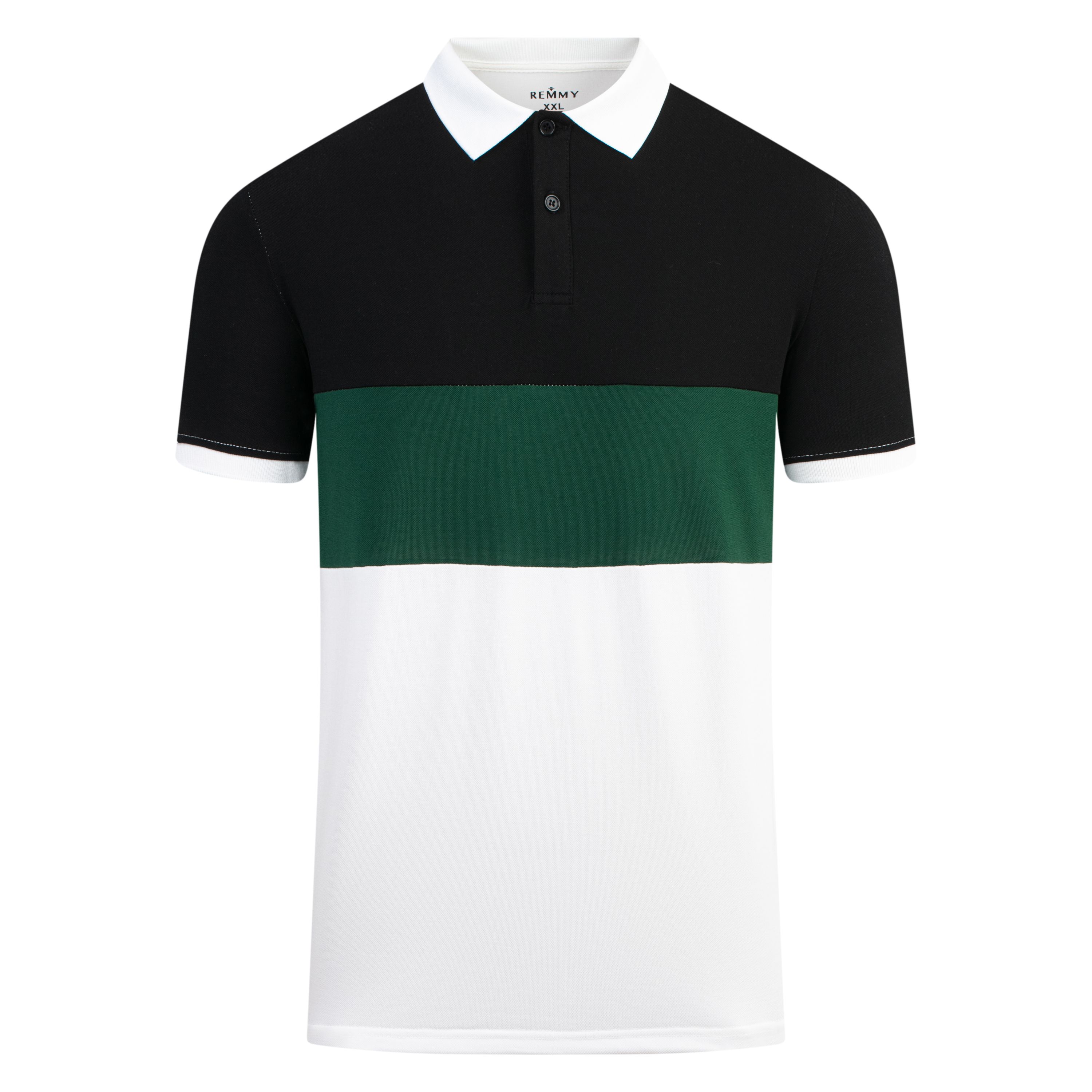 AF polo trắng-xanh lá- đen, cổ trắng #6662