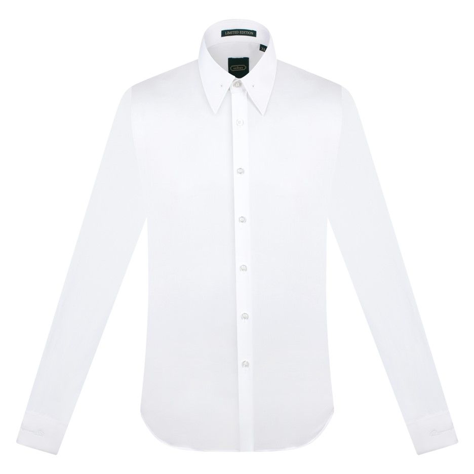 SM trắng tinh trơn, cổ cài măng séc+ cufflink tay