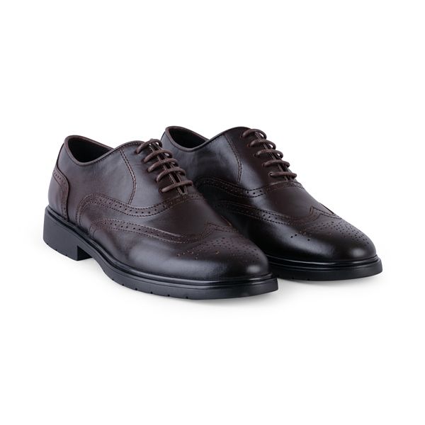 Giày buộc dây nâu cánh én- đục hoa văn mũi giày sz 39