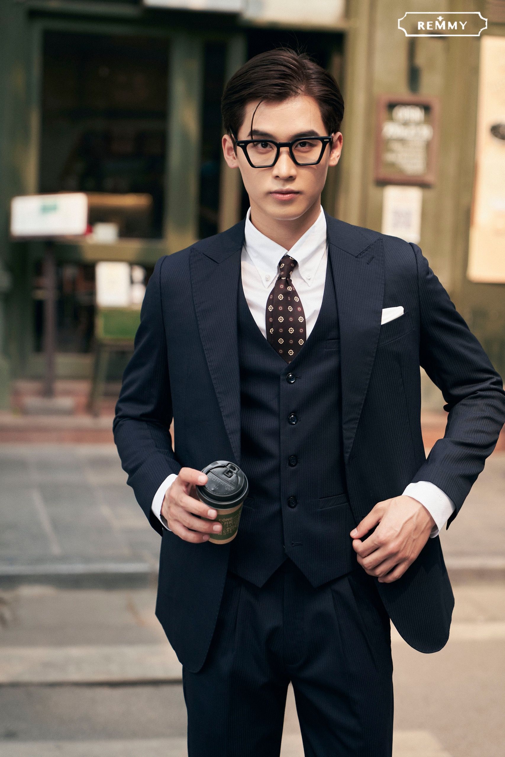Vest xanh đen- vải dệt kẻ sọc sole