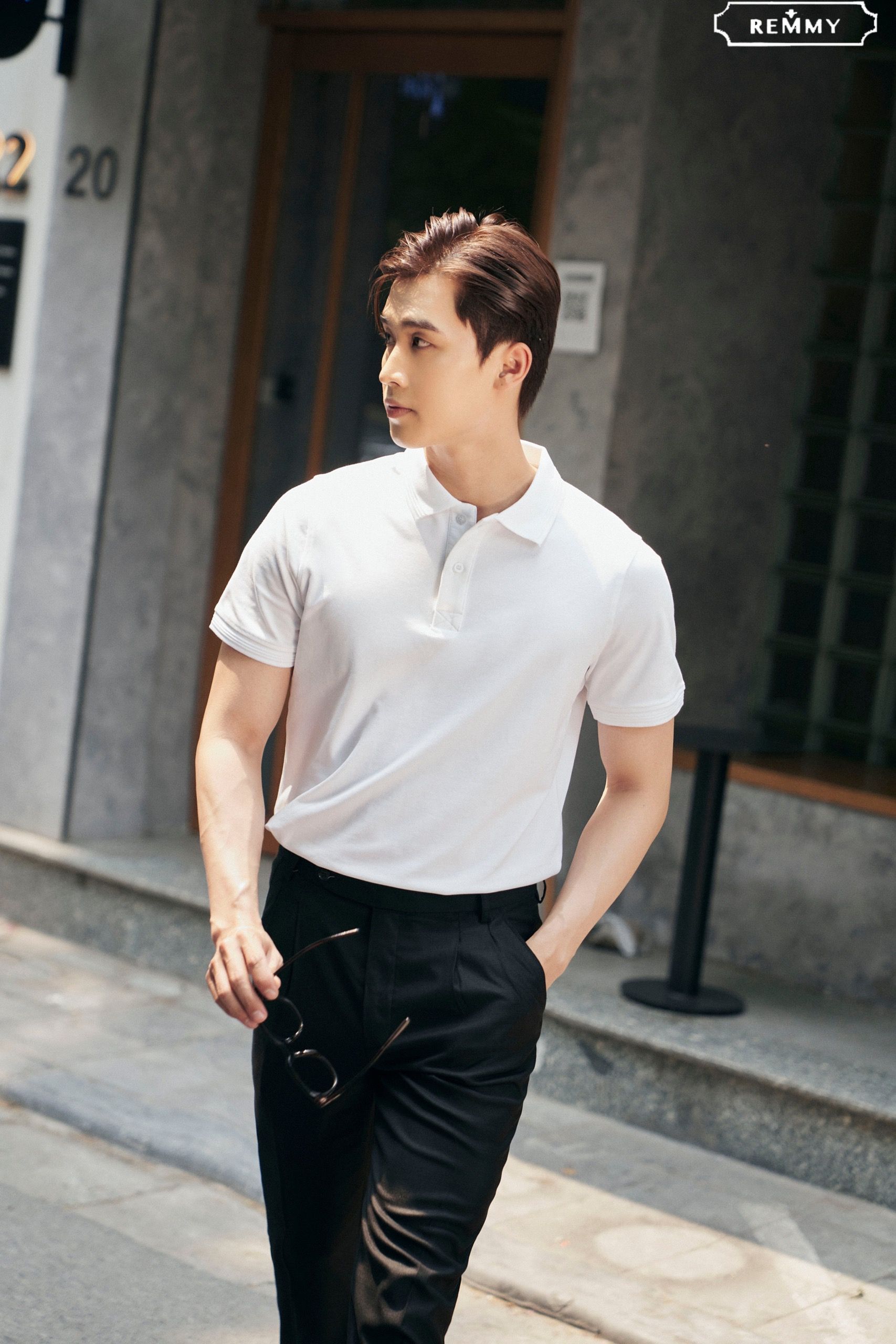AF polo slimfit trắng trơn