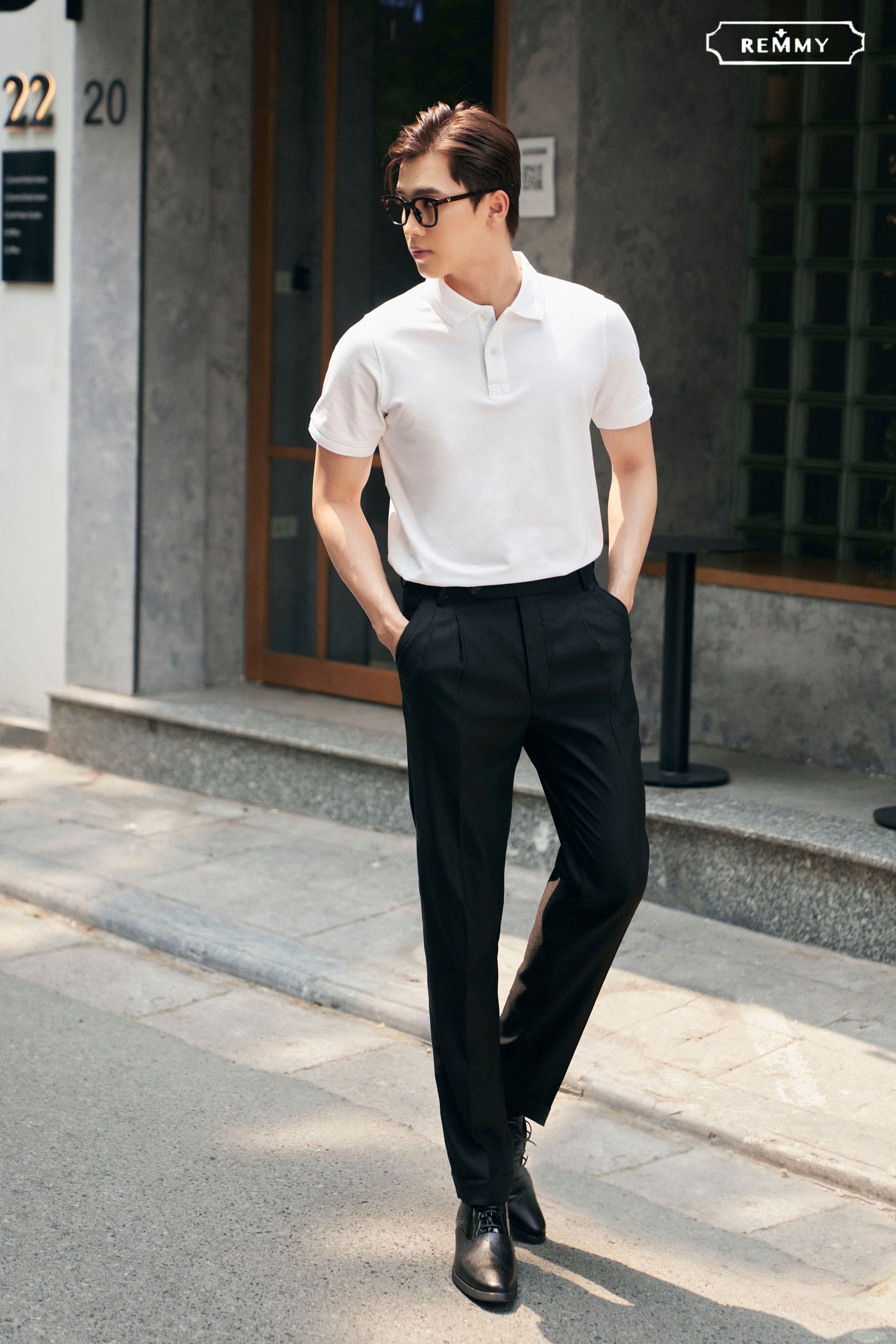 AF polo slimfit trắng trơn
