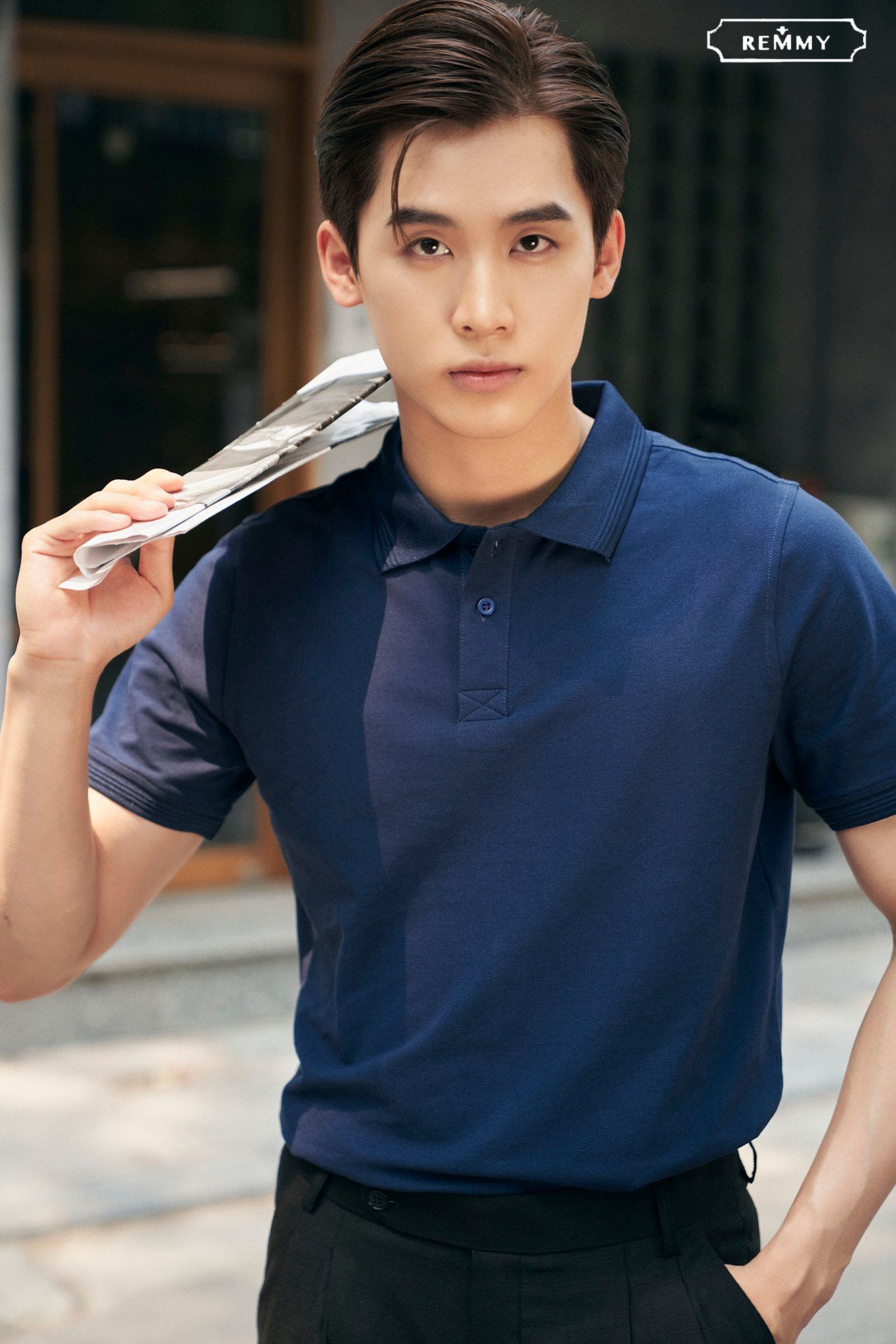 AF polo slimfit xanh navy trơn