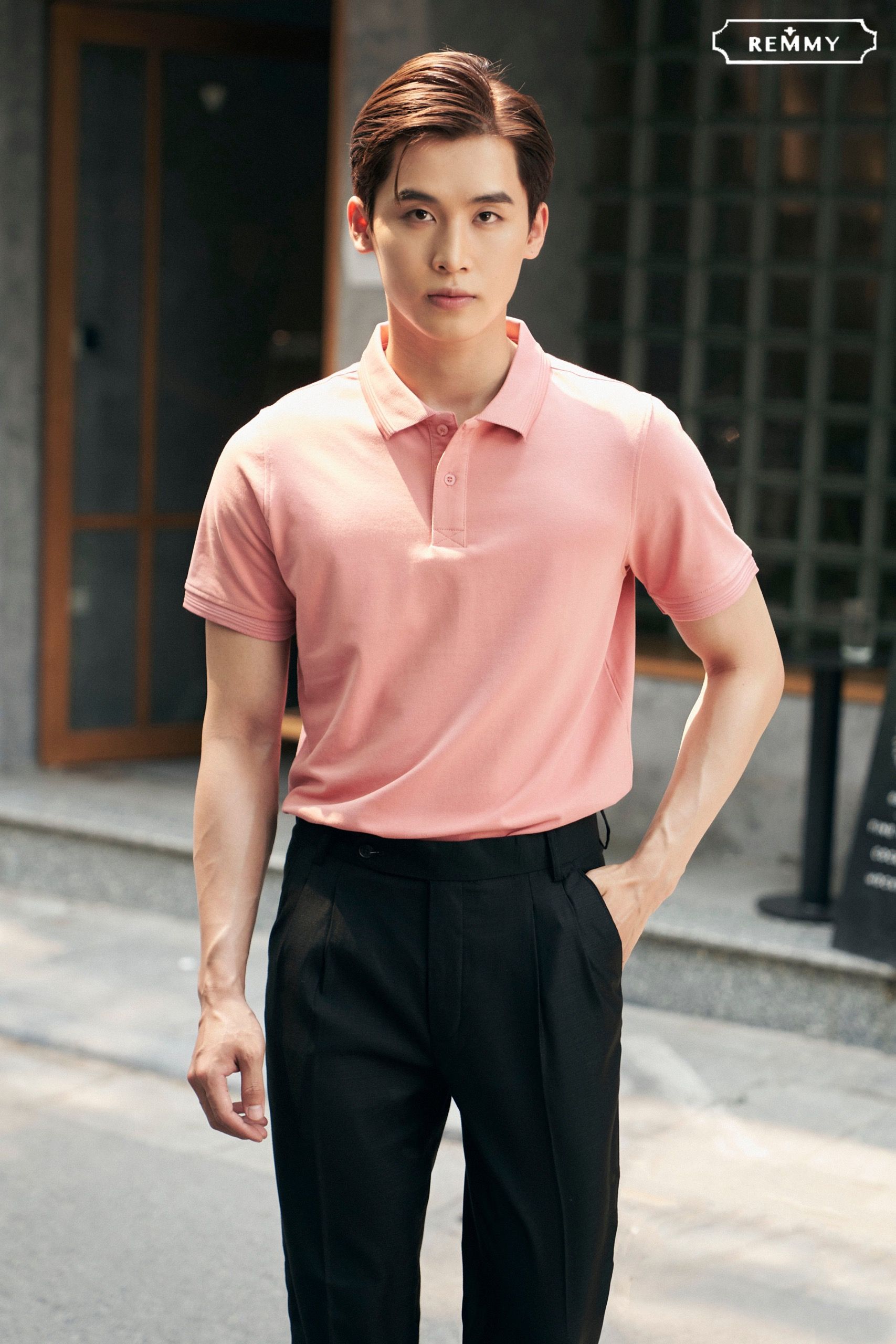 AF polo slimfit hồng cam trơn