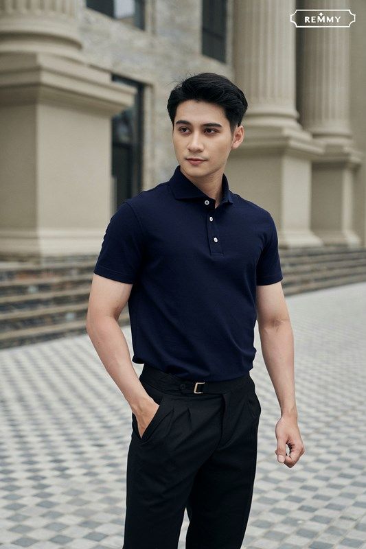 AF polo cao cấp limited- cổ ngang- màu xanh navy