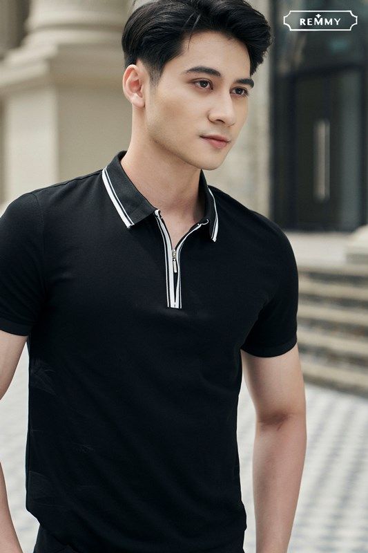 AF đen kẻ trắng viền cổ- cổ khóa kéo #266