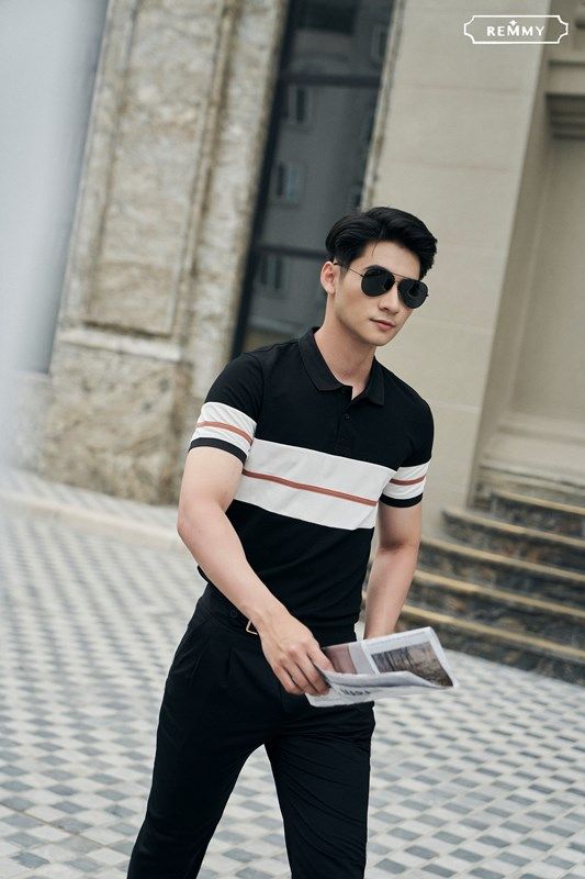 AF đen kẻ ngang ngực+ ống tay trắng- nâu #261