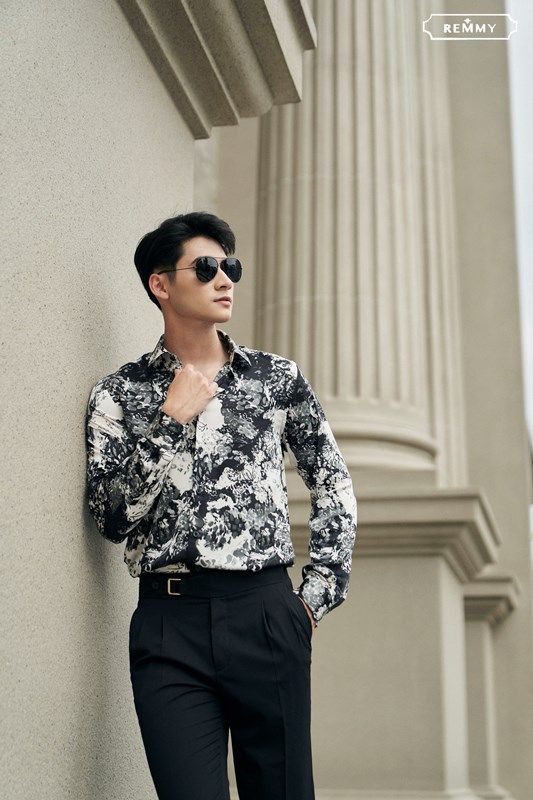 SM luạ họa tiết hoa lá đen- trắng