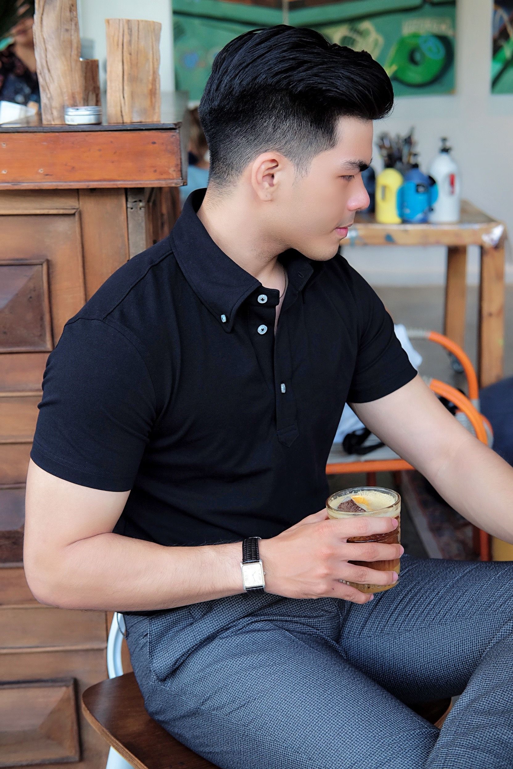 AF polo cao cấp limited- cổ cài cúc- màu đen