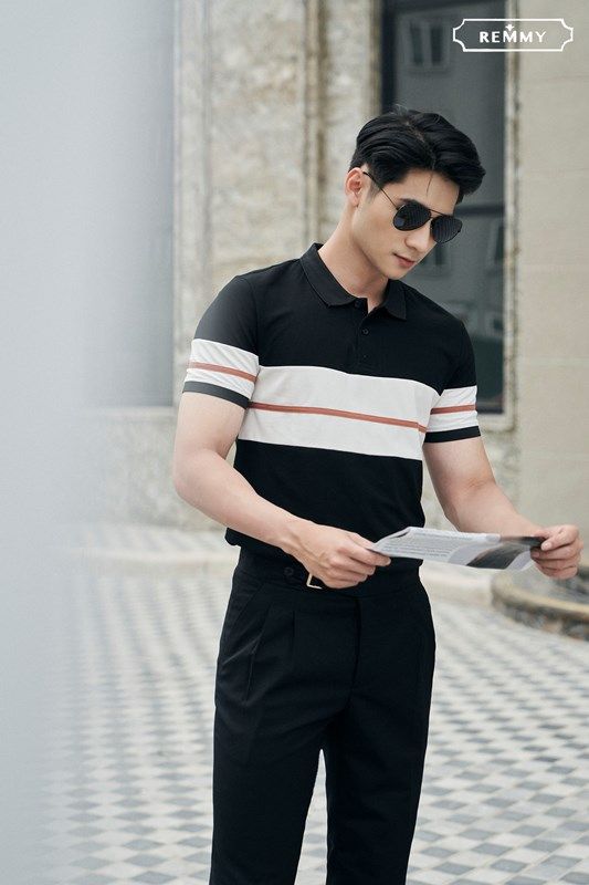 AF đen kẻ ngang ngực+ ống tay trắng- nâu #261