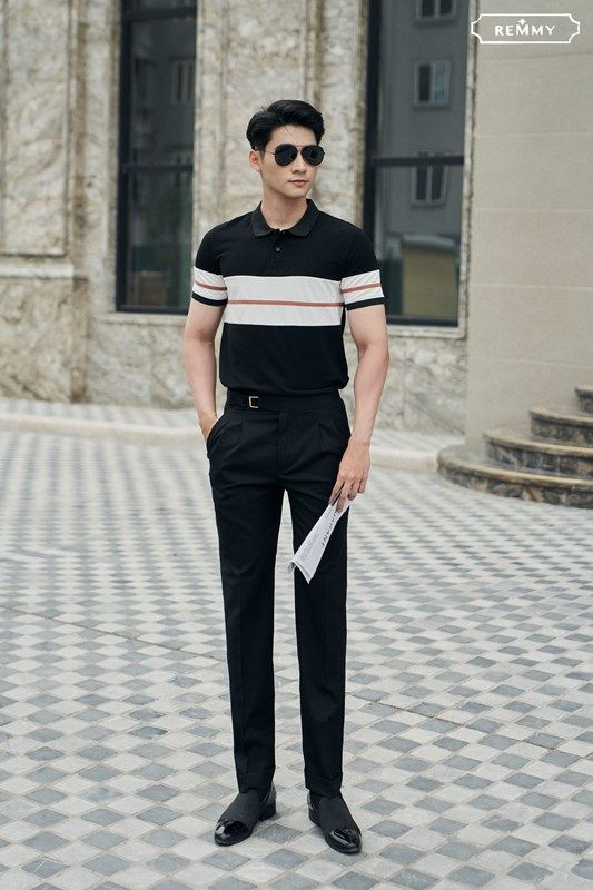 AF đen kẻ ngang ngực+ ống tay trắng- nâu #261