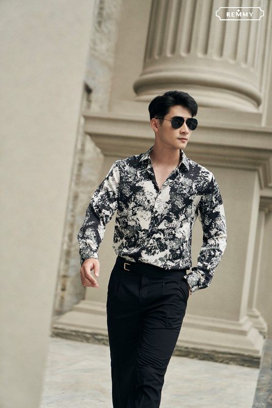 SM luạ họa tiết hoa lá đen- trắng