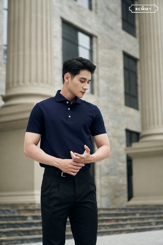 AF polo cao cấp limited- cổ ngang- màu xanh navy